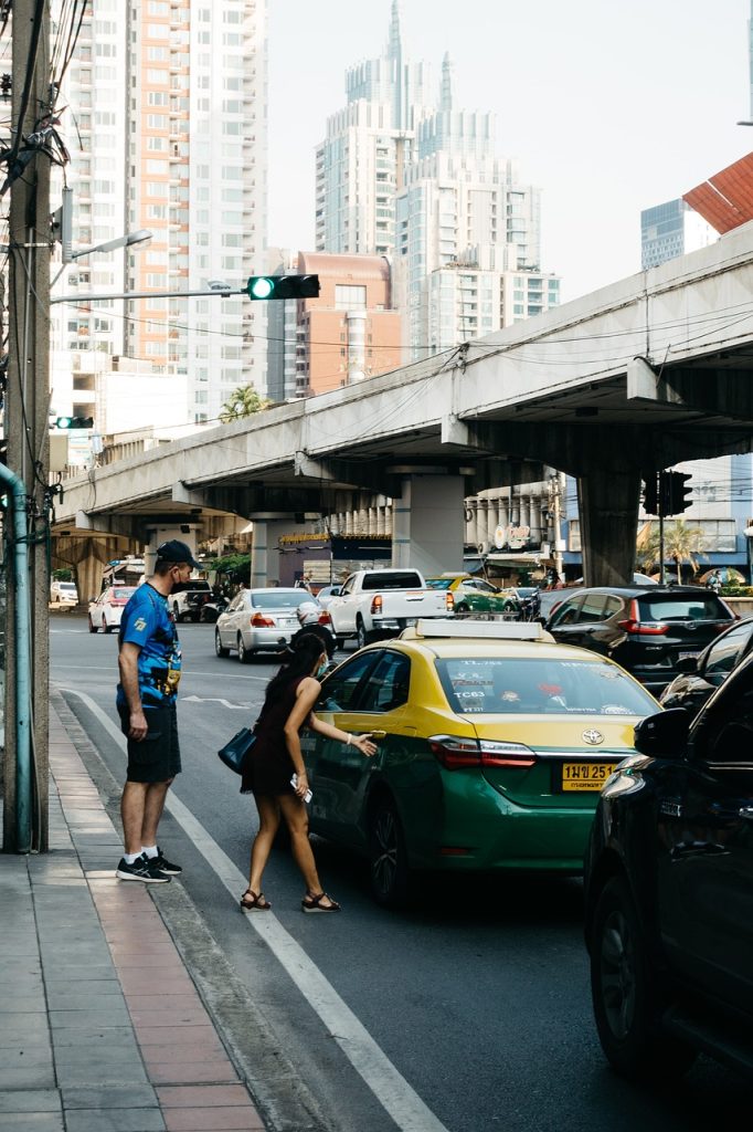 traffic, thailand, city, road, hailing a cab, transportation, asia